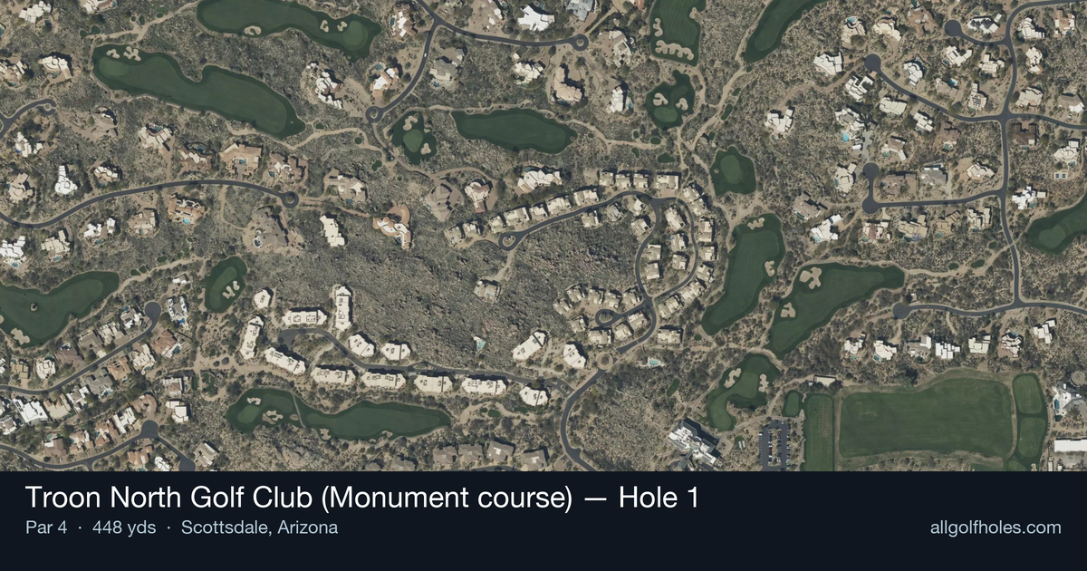 Hole 1 aerial at Troon North Golf Club (Monument course)