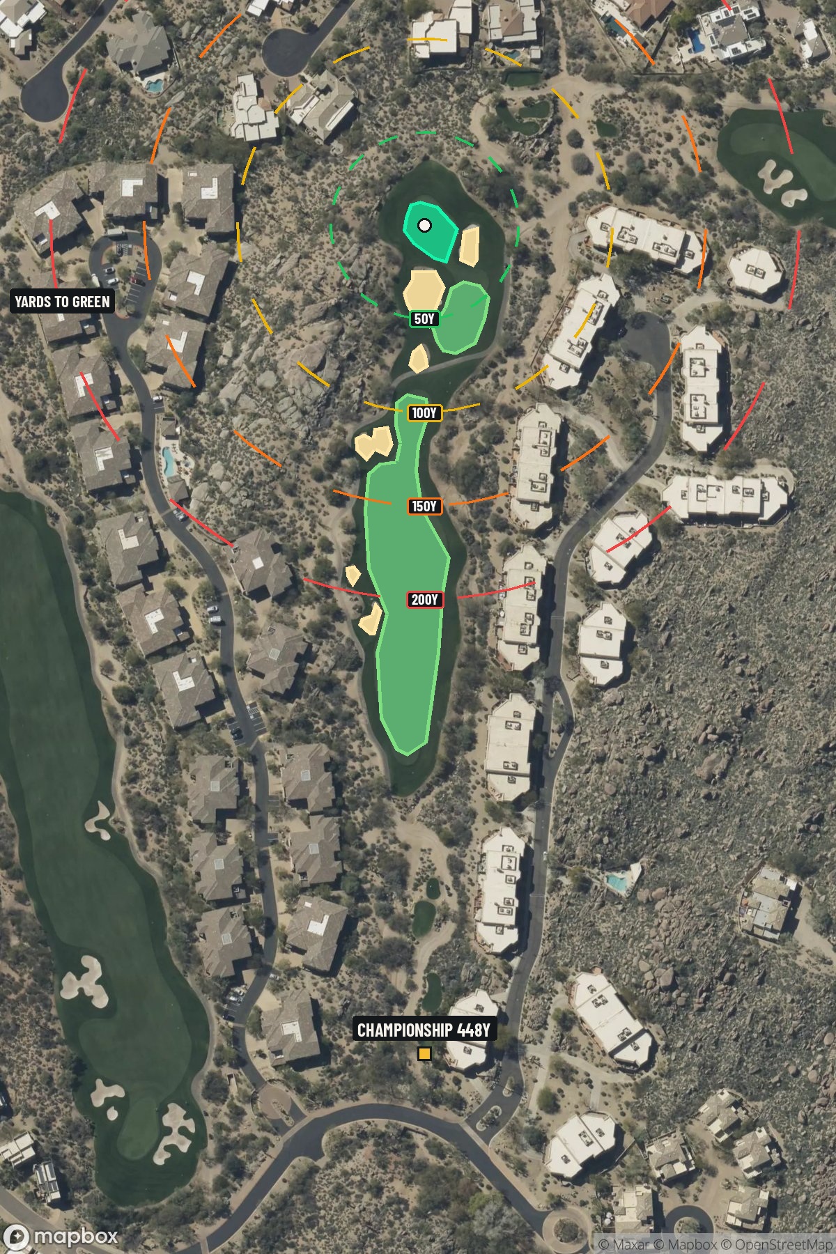 Hole 1 aerial at Troon North Golf Club (Monument course)
