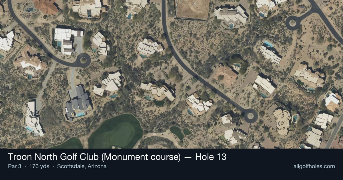 Hole 13 aerial at Troon North Golf Club (Monument course)