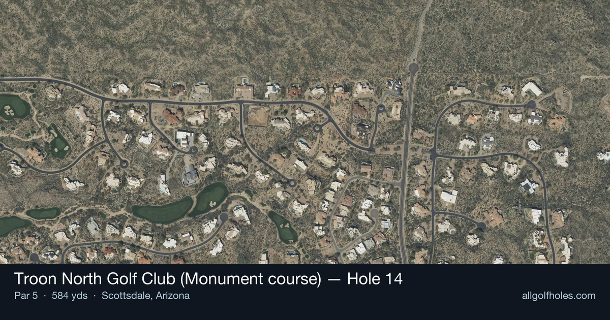 Hole 14 aerial at Troon North Golf Club (Monument course)