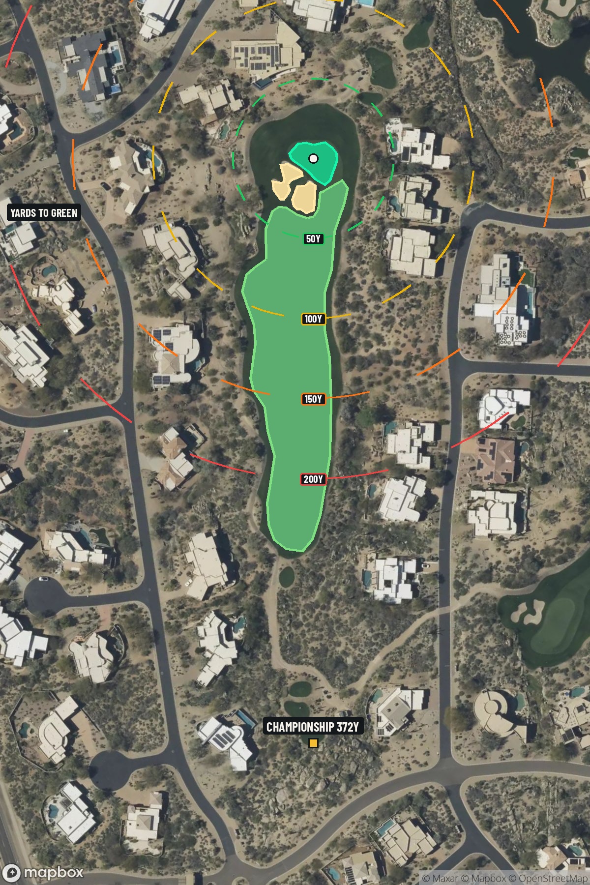 Hole 15 aerial at Troon North Golf Club (Monument course)