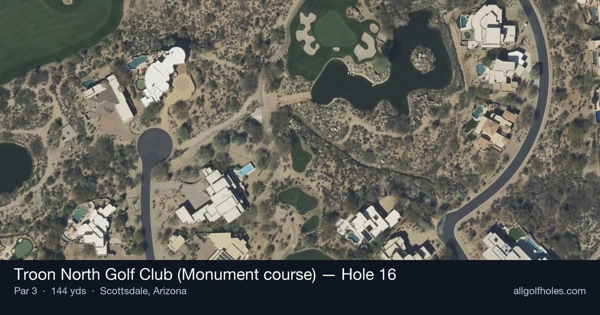Hole 16 aerial at Troon North Golf Club (Monument course)