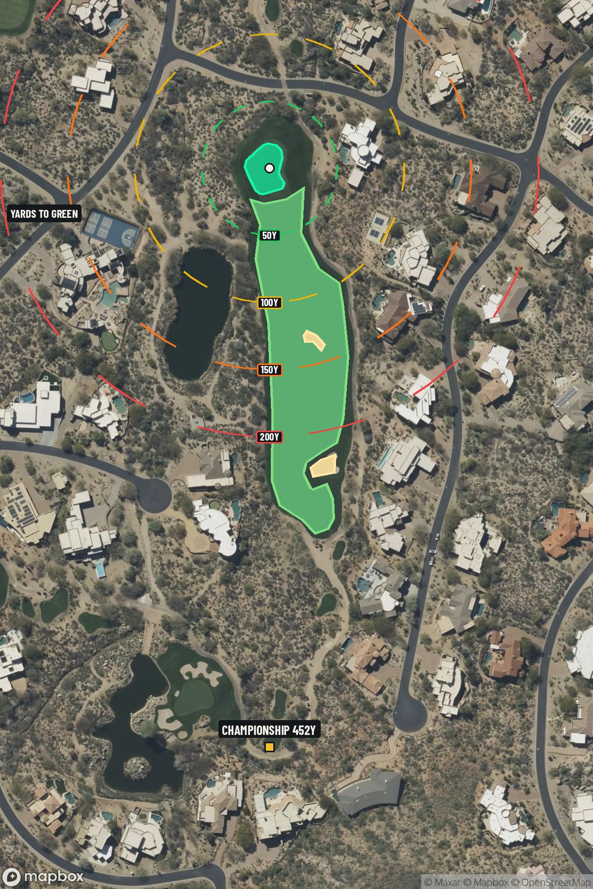 Hole 17 aerial at Troon North Golf Club (Monument course)
