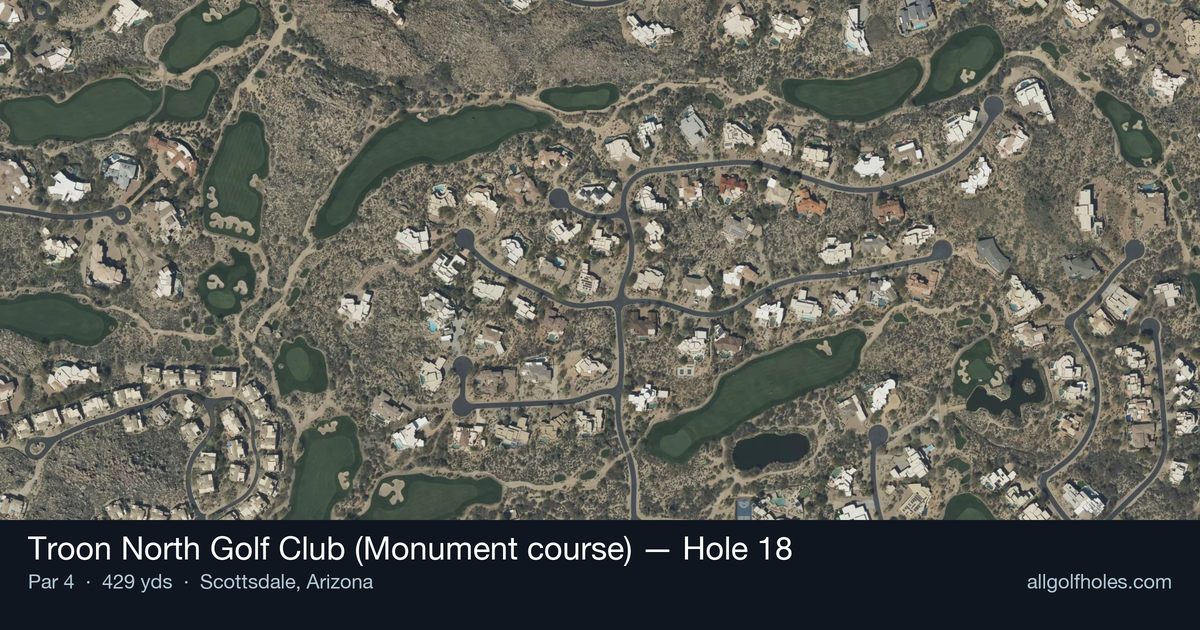 Hole 18 aerial at Troon North Golf Club (Monument course)