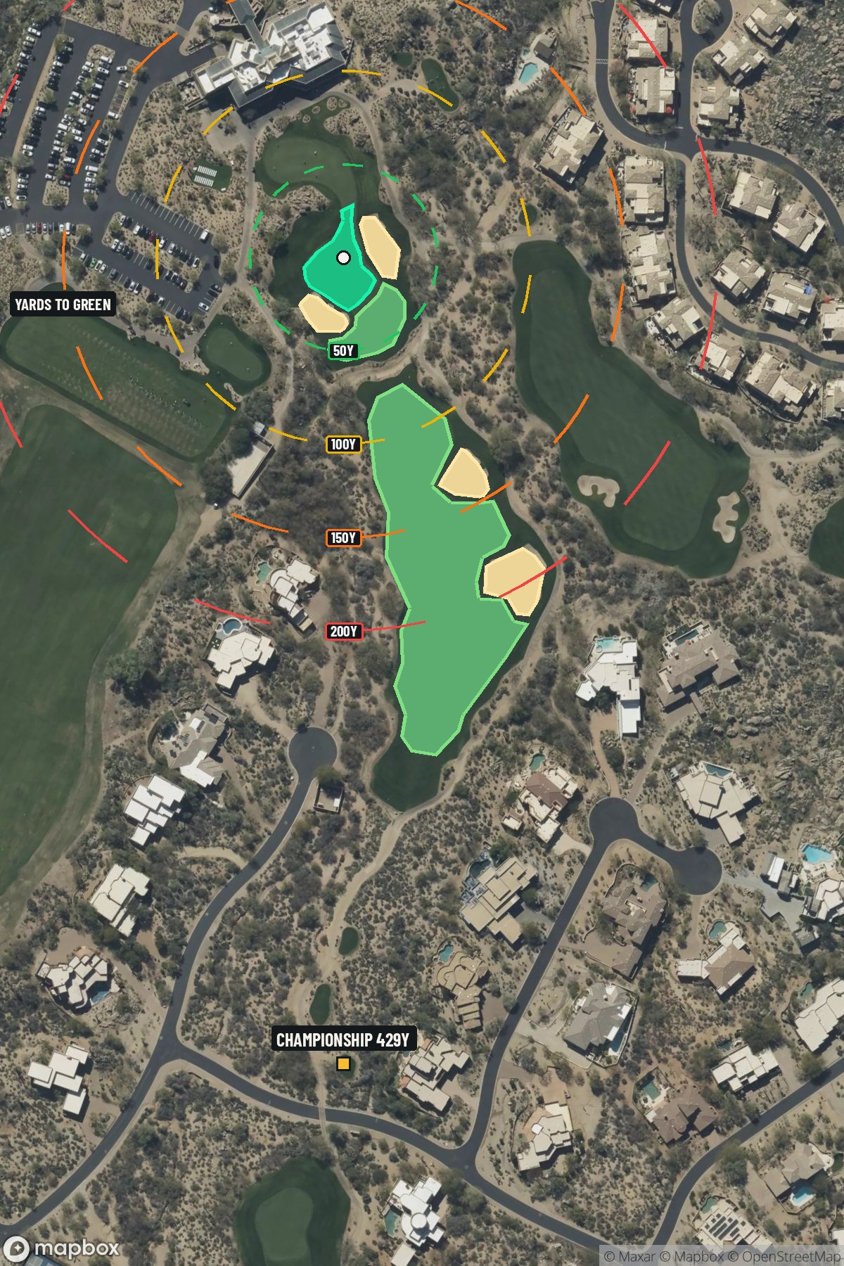 Hole 18 aerial at Troon North Golf Club (Monument course)