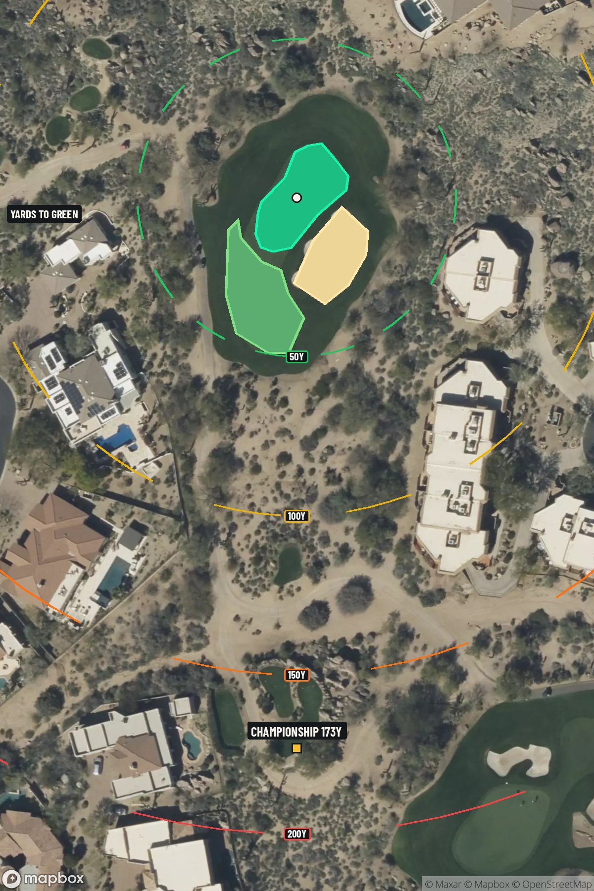 Hole 2 aerial at Troon North Golf Club (Monument course)