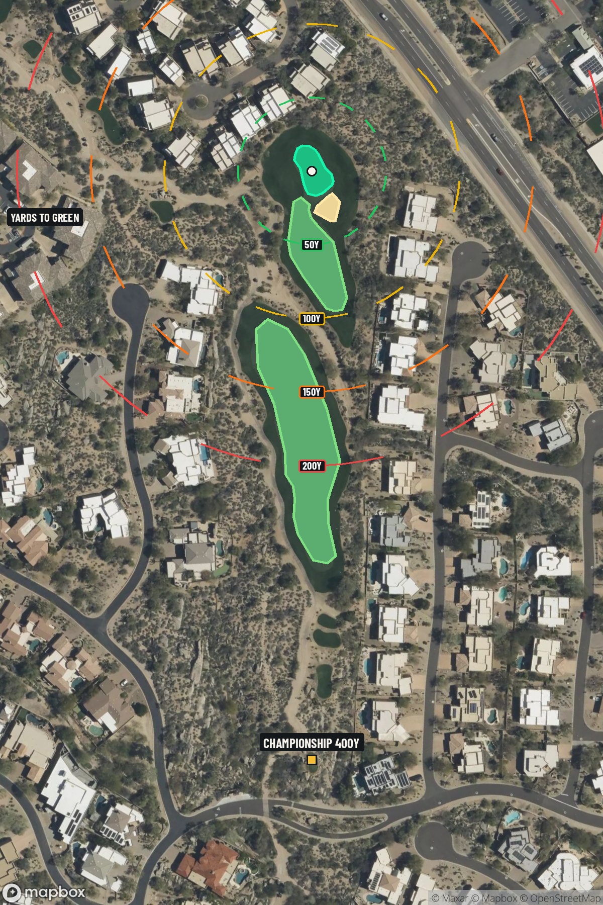 Hole 8 aerial at Troon North Golf Club (Monument course)
