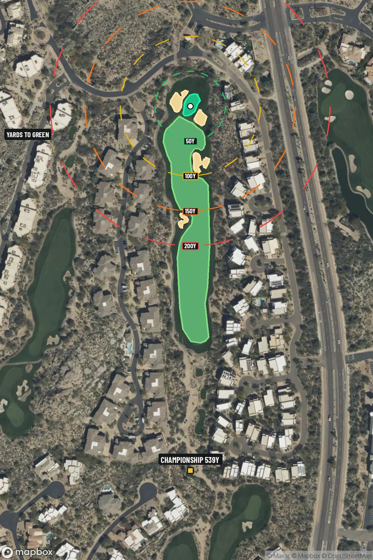 Hole 9 aerial at Troon North Golf Club (Monument course)