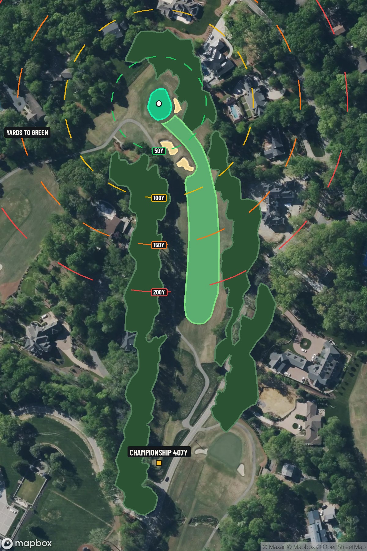 Hole 13 aerial at Sedgefield Country Club