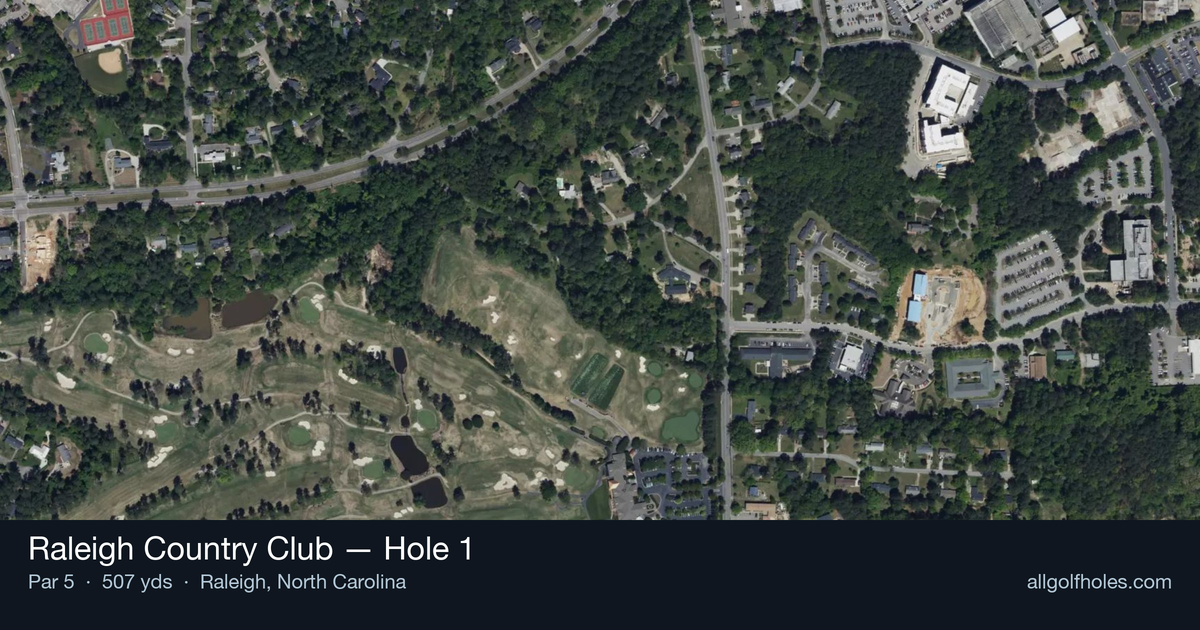 Hole 1 aerial at Raleigh Country Club