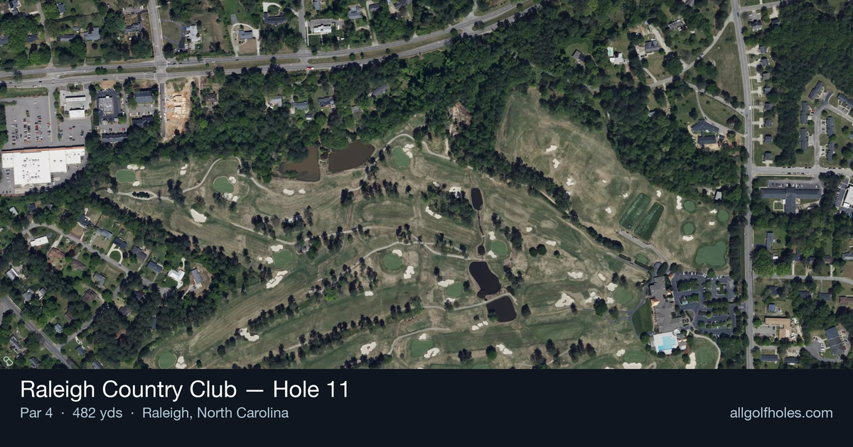 Hole 11 aerial at Raleigh Country Club
