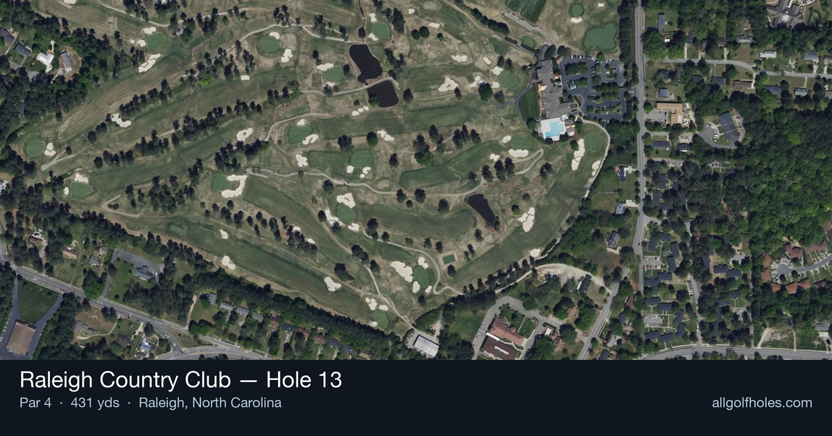 Hole 13 aerial at Raleigh Country Club