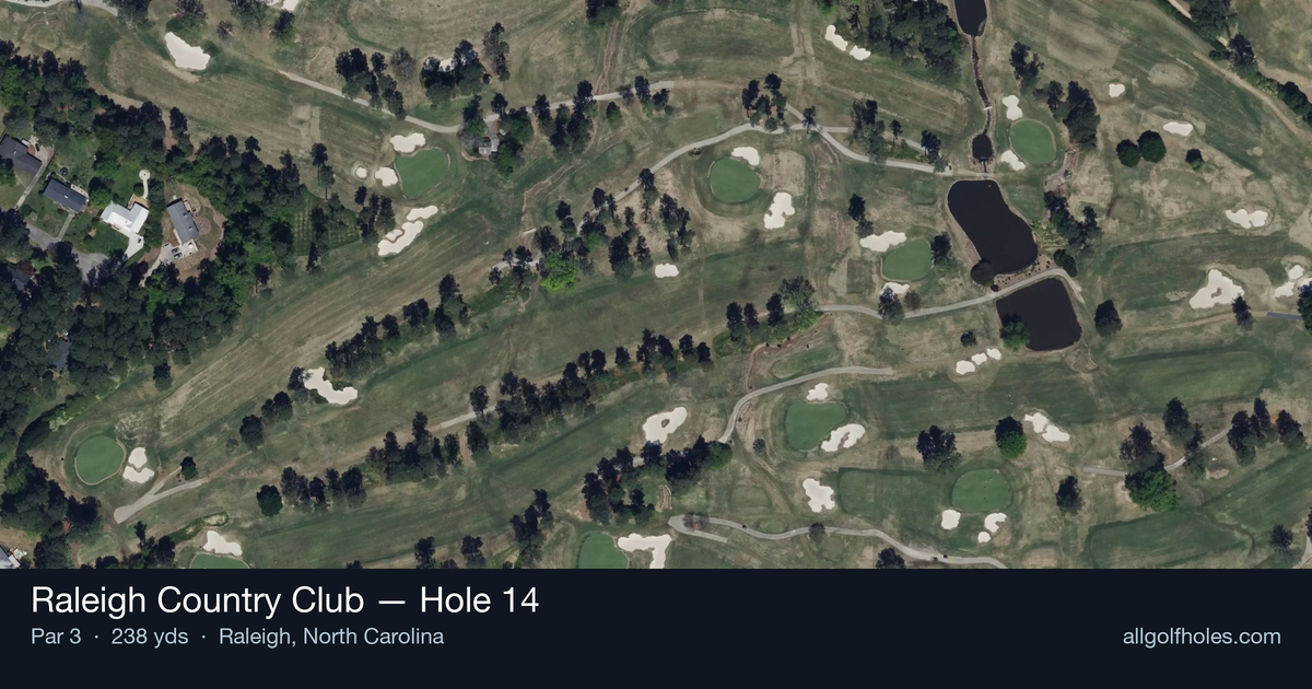 Hole 14 aerial at Raleigh Country Club