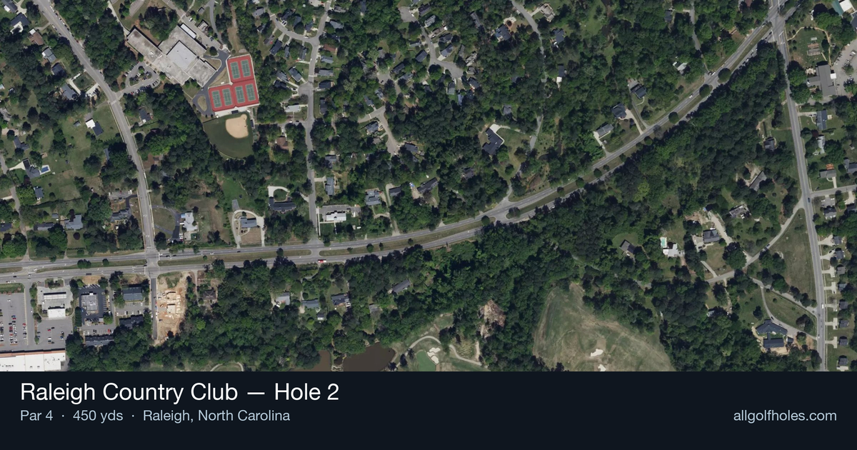 Hole 2 aerial at Raleigh Country Club