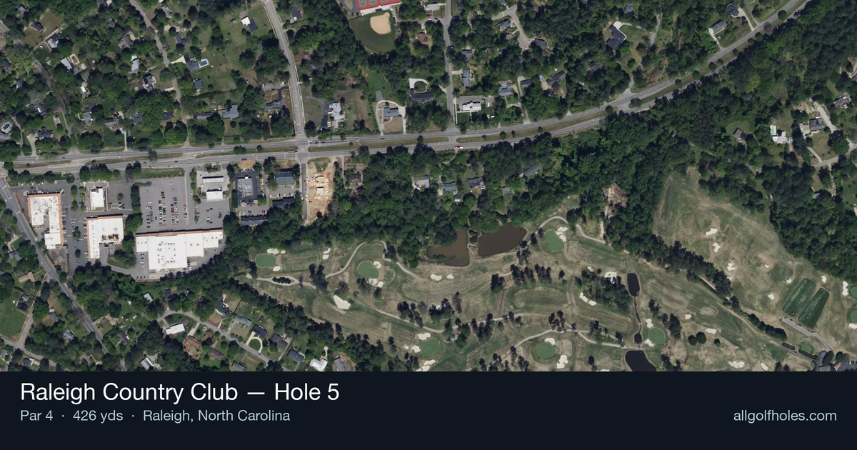 Hole 5 aerial at Raleigh Country Club