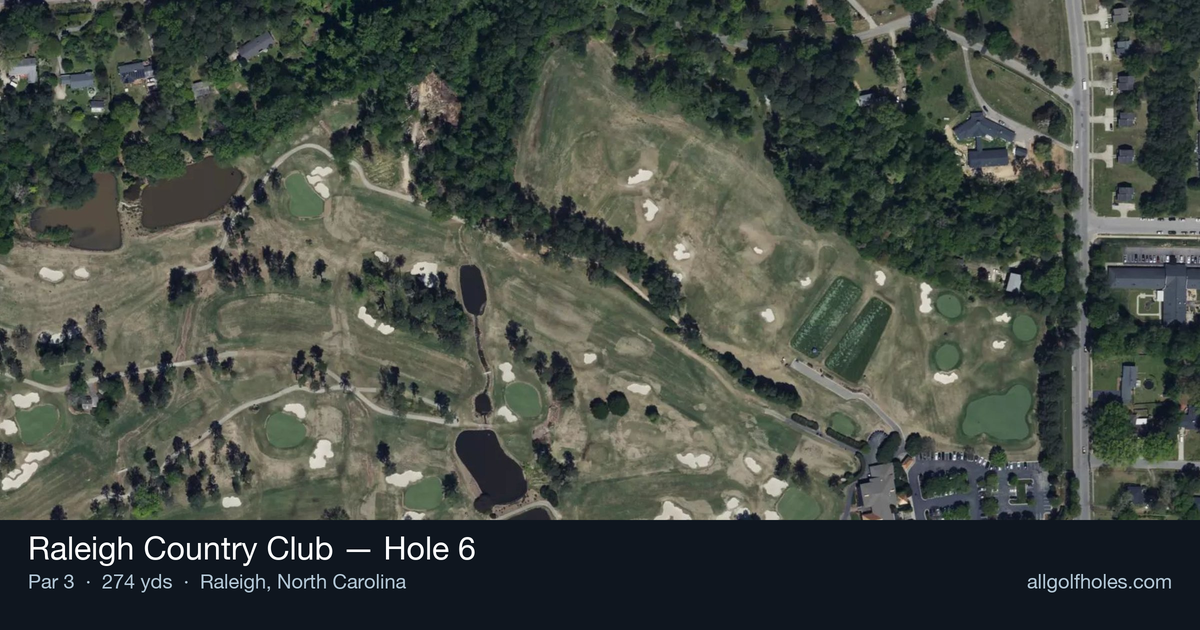 Hole 6 aerial at Raleigh Country Club