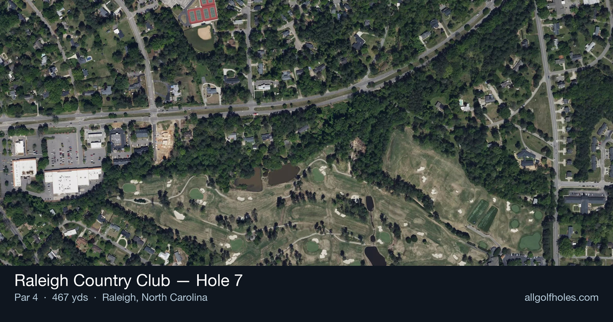 Hole 7 aerial at Raleigh Country Club