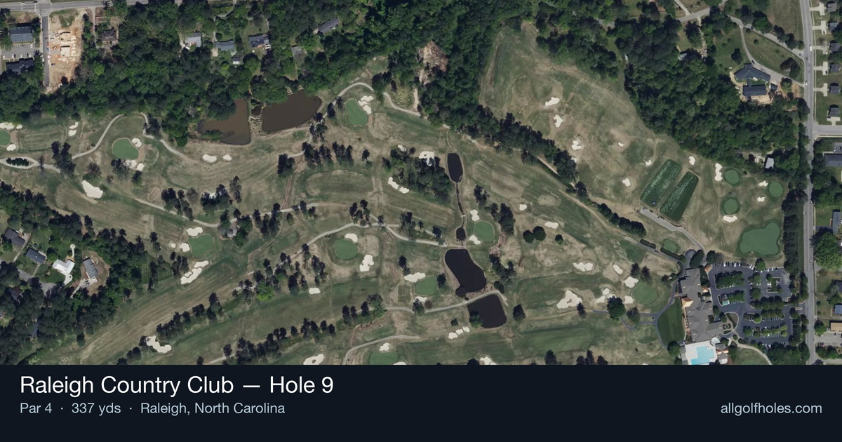 Hole 9 aerial at Raleigh Country Club