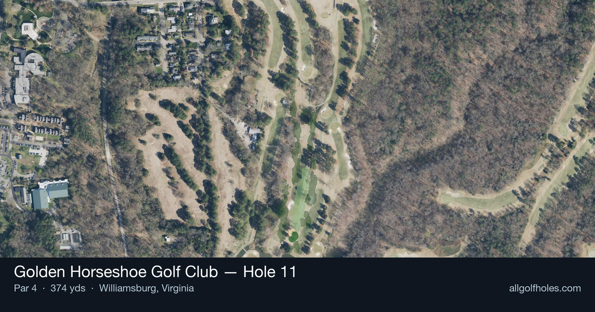 Hole 11 aerial at Golden Horseshoe Golf Club