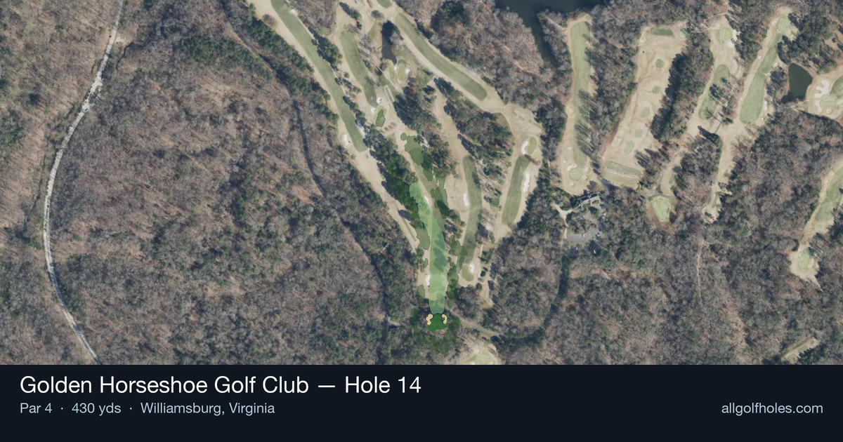 Hole 14 aerial at Golden Horseshoe Golf Club