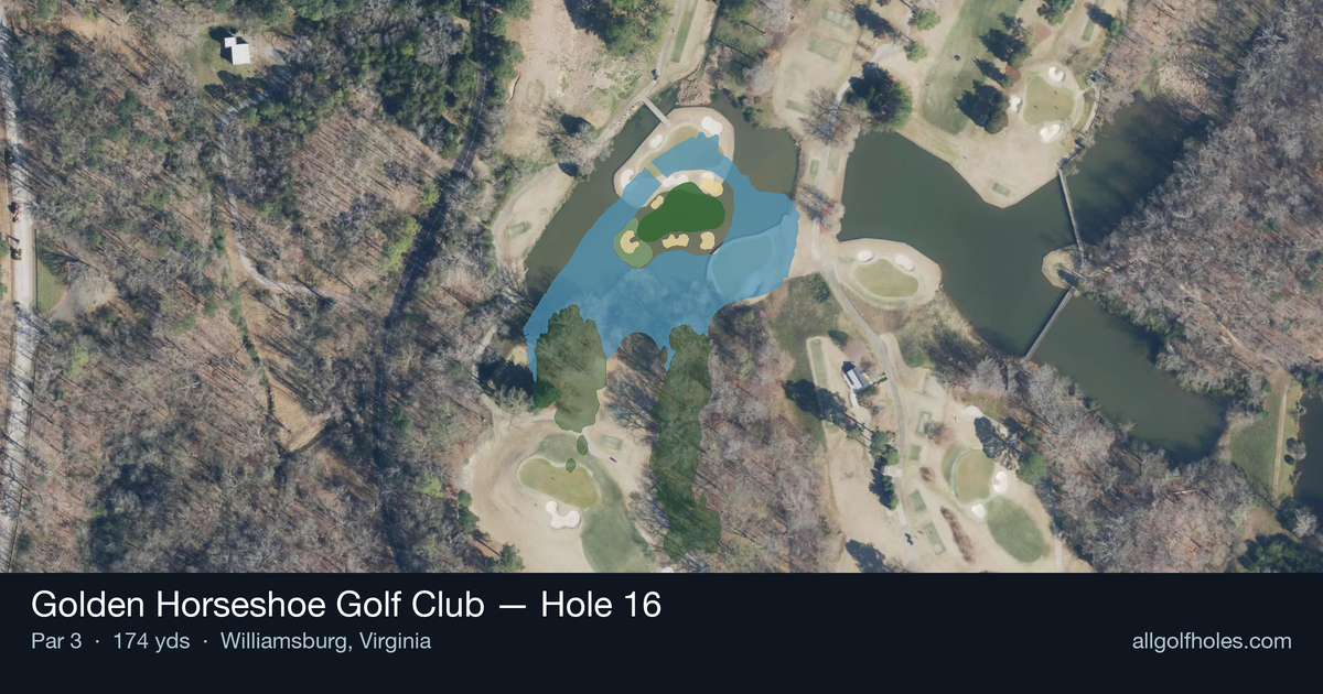 Hole 16 aerial at Golden Horseshoe Golf Club