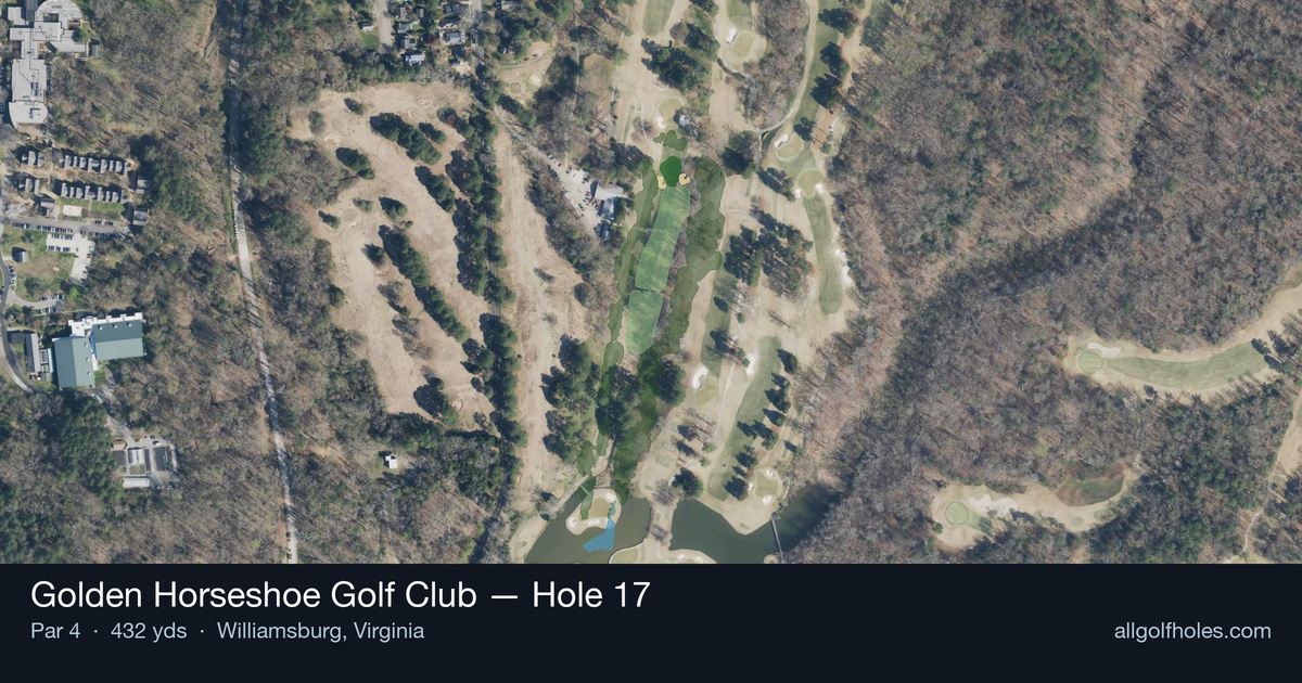 Hole 17 aerial at Golden Horseshoe Golf Club