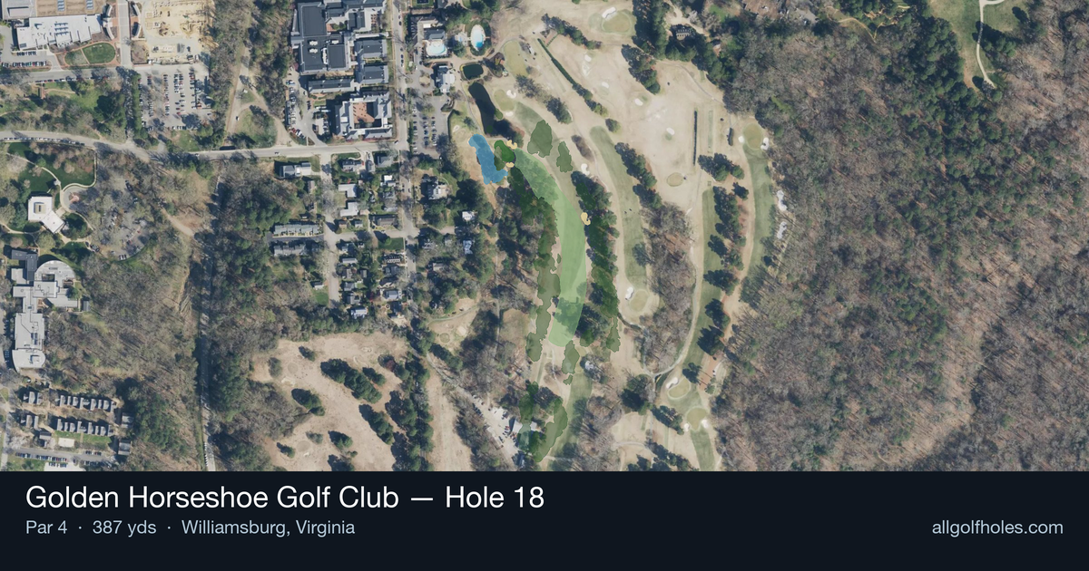 Hole 18 aerial at Golden Horseshoe Golf Club