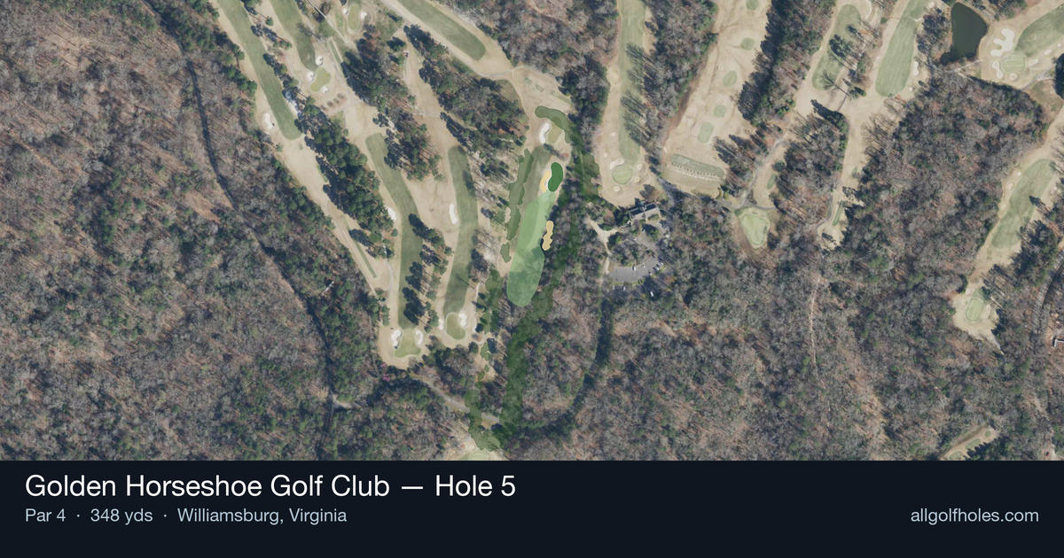 Hole 5 aerial at Golden Horseshoe Golf Club