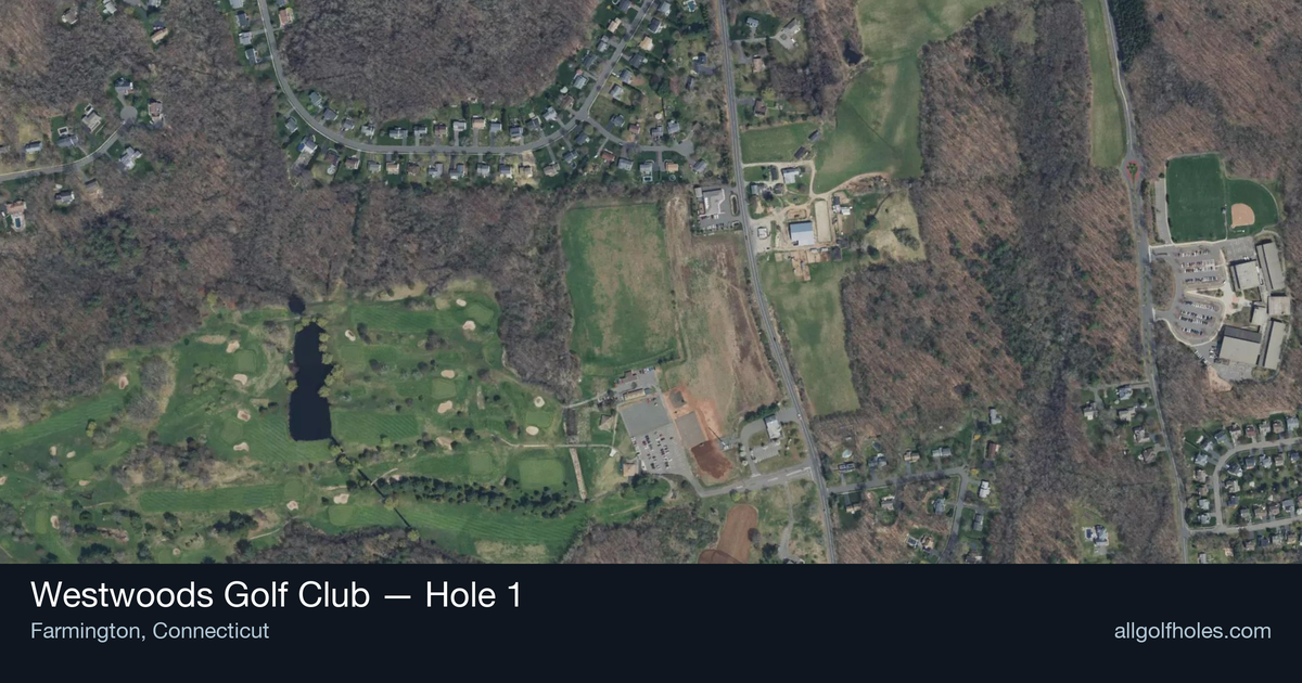 Hole 1 aerial at Westwoods Golf Club