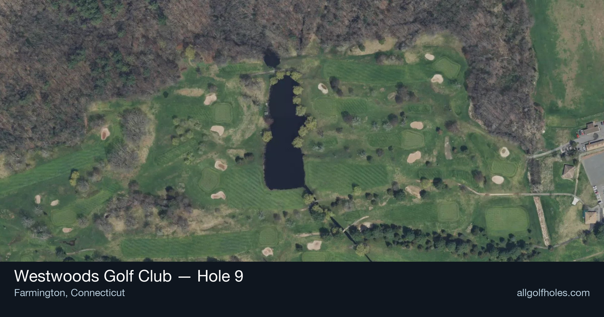 Hole 9 aerial at Westwoods Golf Club