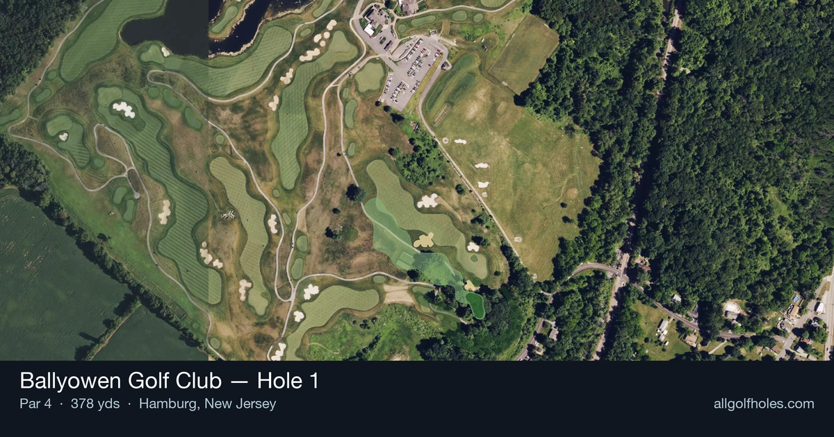 Hole 1 aerial at Ballyowen Golf Club