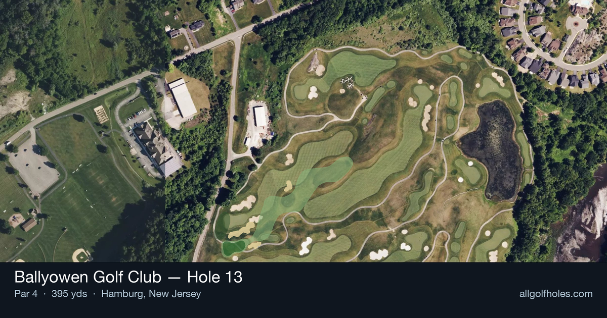 Hole 13 aerial at Ballyowen Golf Club