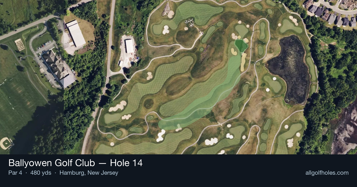 Hole 14 aerial at Ballyowen Golf Club