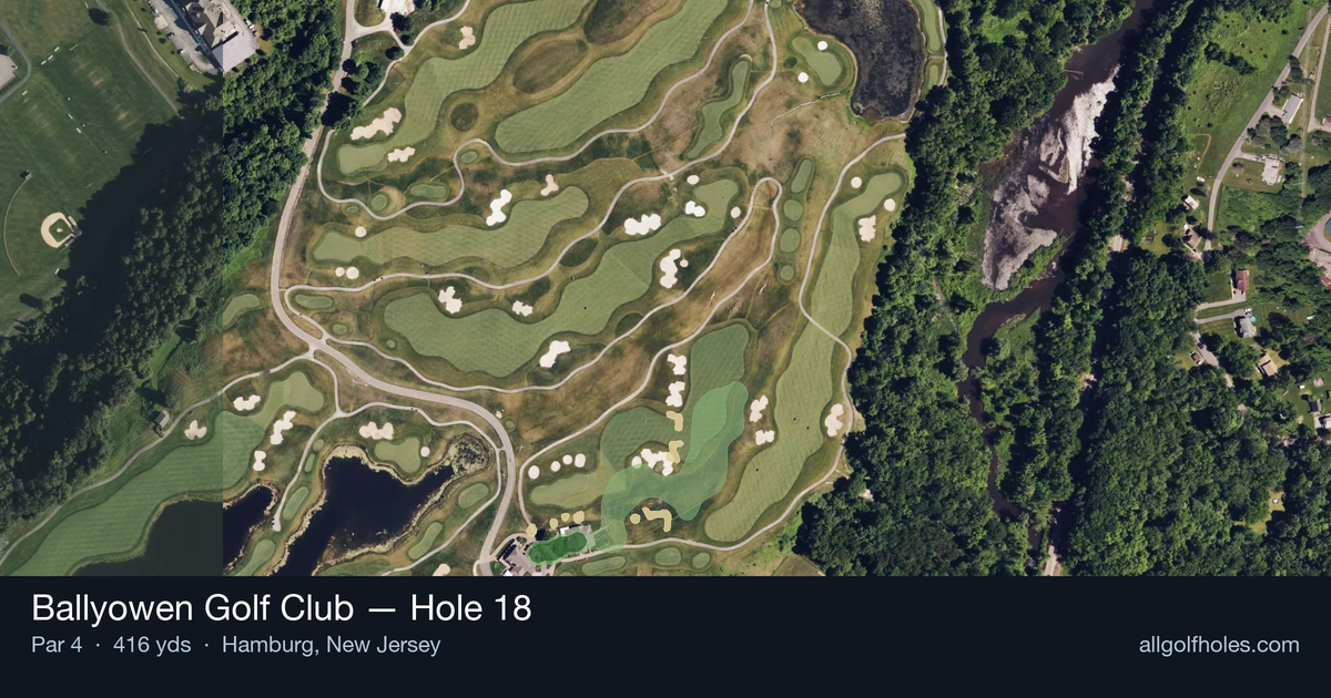Hole 18 aerial at Ballyowen Golf Club