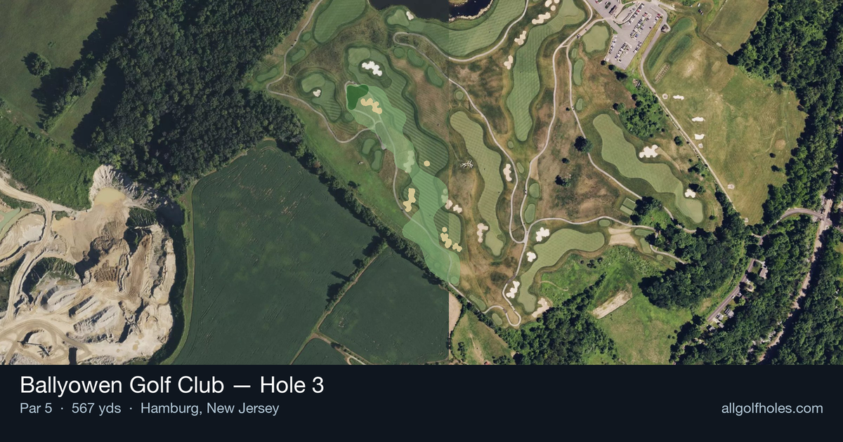 Hole 3 aerial at Ballyowen Golf Club