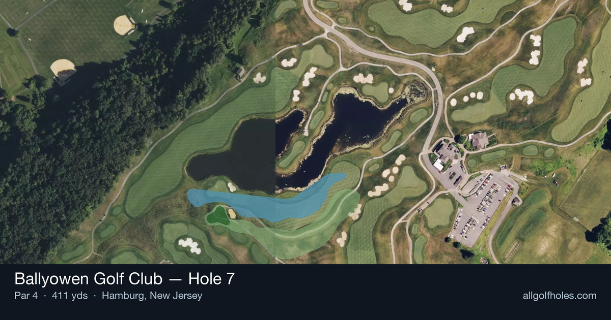 Hole 7 aerial at Ballyowen Golf Club