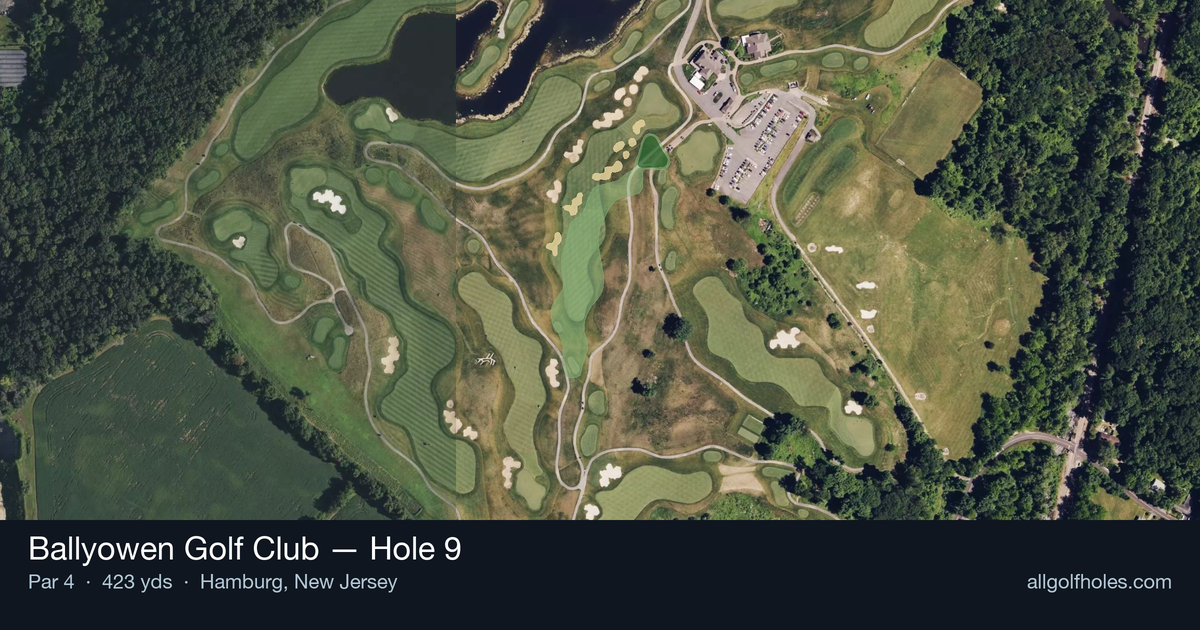 Hole 9 aerial at Ballyowen Golf Club
