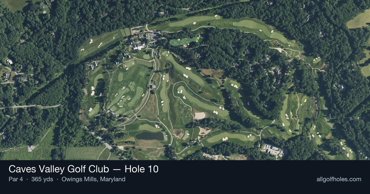 Hole 10 aerial at Caves Valley Golf Club