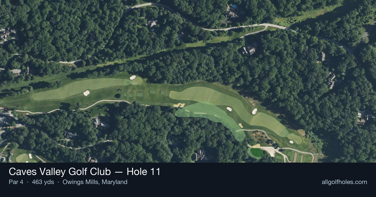 Hole 11 aerial at Caves Valley Golf Club