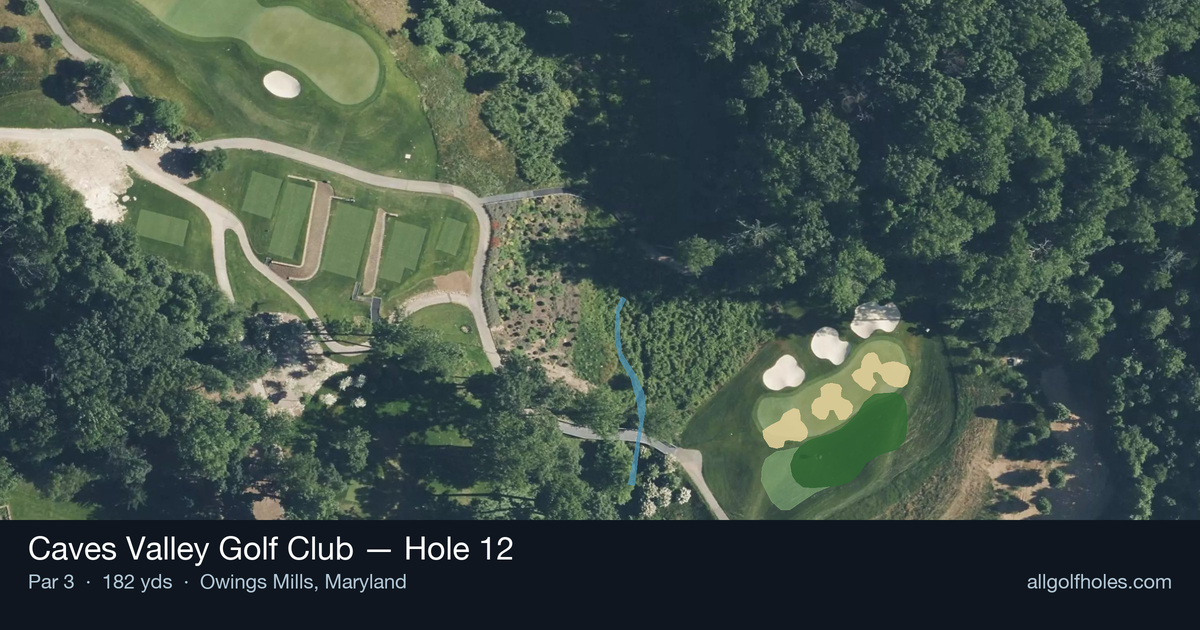 Hole 12 aerial at Caves Valley Golf Club