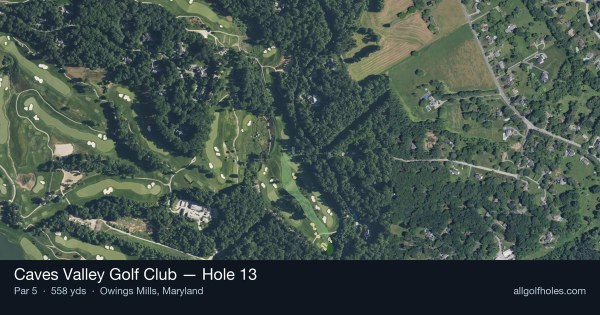 Hole 13 aerial at Caves Valley Golf Club