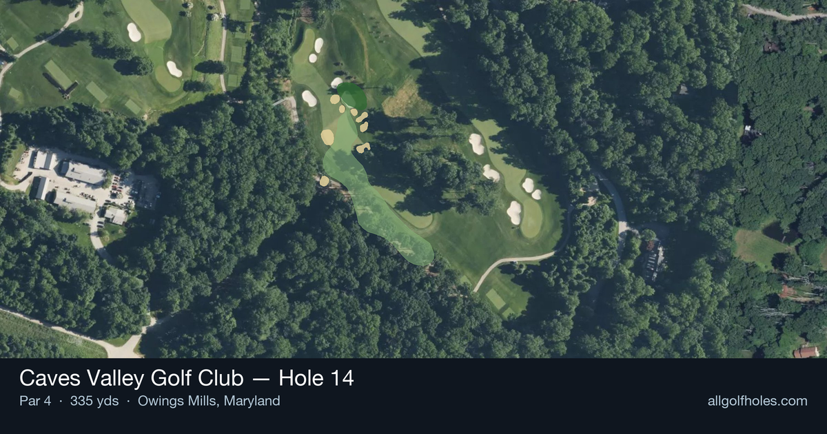 Hole 14 aerial at Caves Valley Golf Club