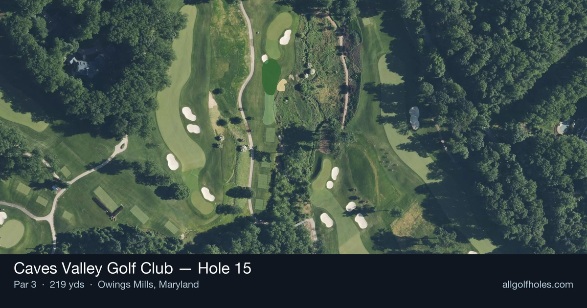 Hole 15 aerial at Caves Valley Golf Club