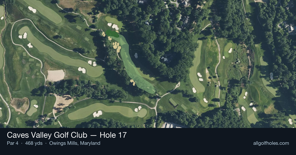 Hole 17 aerial at Caves Valley Golf Club