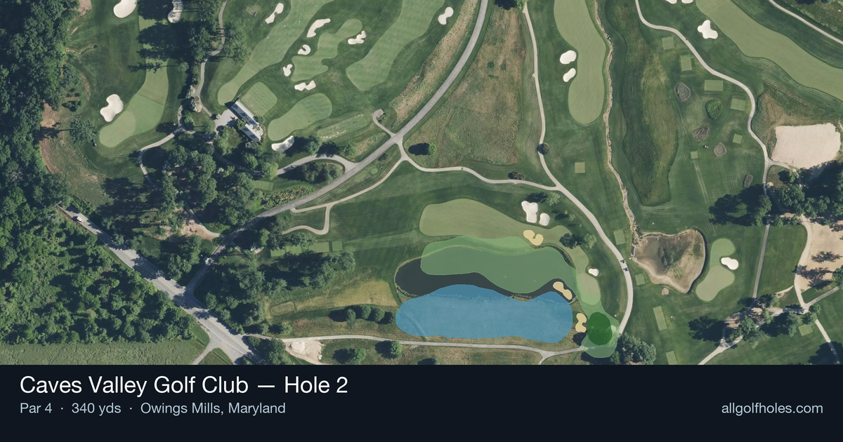 Hole 2 aerial at Caves Valley Golf Club