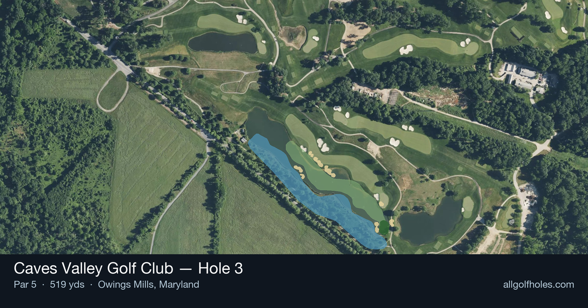 Hole 3 aerial at Caves Valley Golf Club