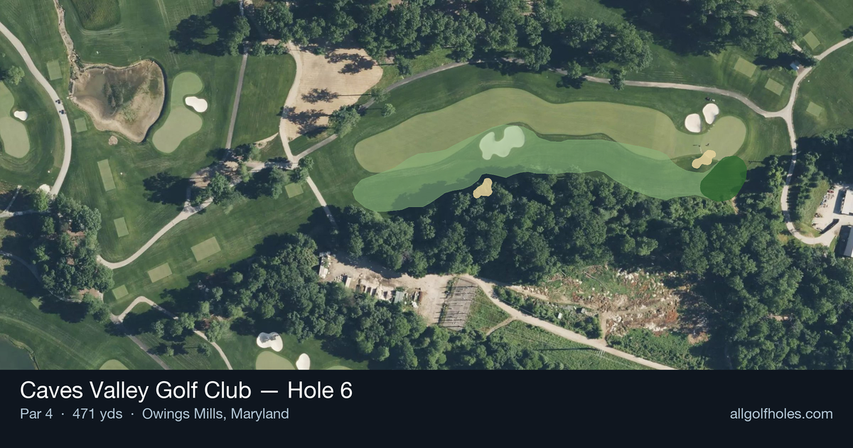 Hole 6 aerial at Caves Valley Golf Club
