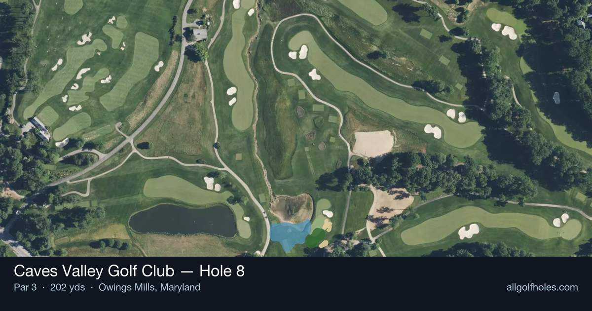 Hole 8 aerial at Caves Valley Golf Club