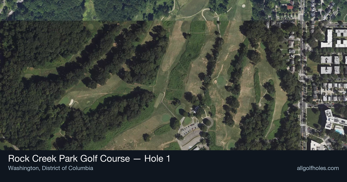 Hole 1 aerial at Rock Creek Park Golf Course