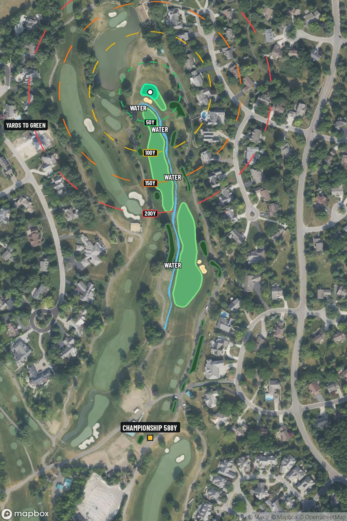 Hole 11 aerial at Muirfield Village Golf Club